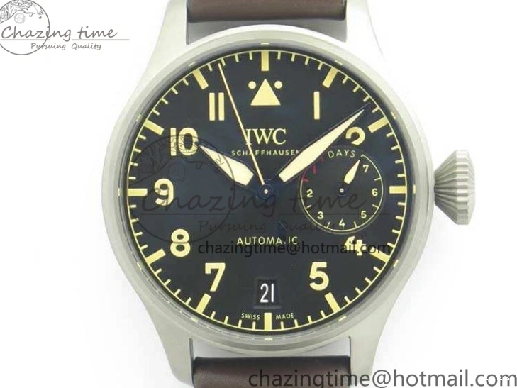 MIROTIME 0228 Big Pilot IW501004 Titanium ZF 1:1 Best Edition Black Dial On Brown Leather Strap A ZeroBulk 7212